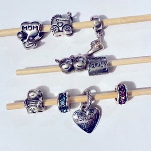 Pandora Mom, Baby, Family charms - lot of 9
